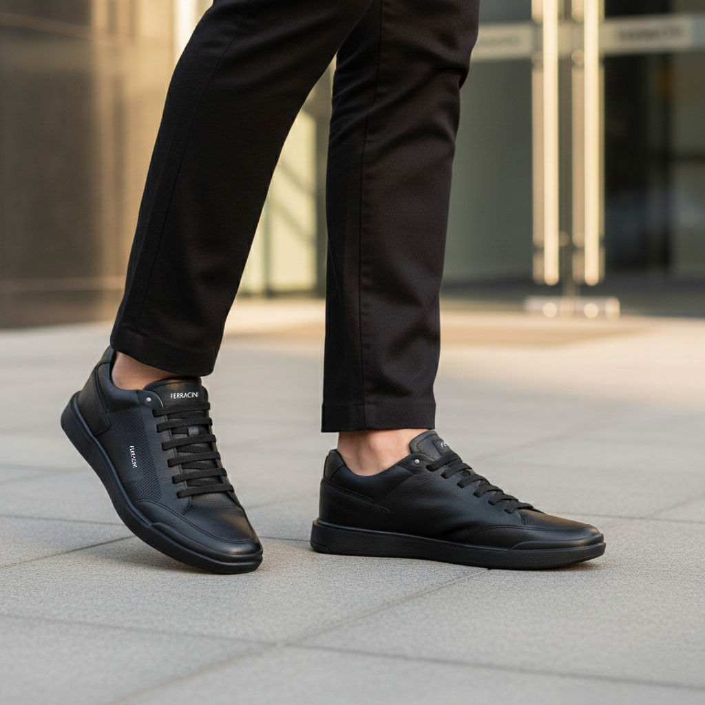 Sapatênis Masculino de Couro Preto Star | Ferracini - Image 2