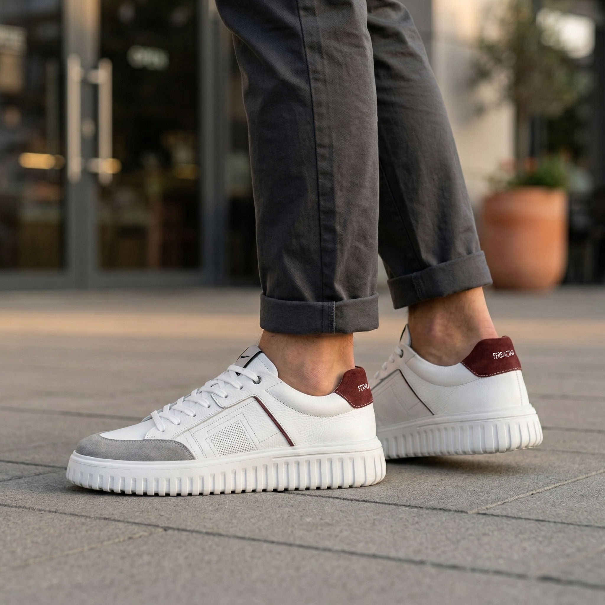 Sneaker Masculino de Couro Branco com Bordô Still - Image 2