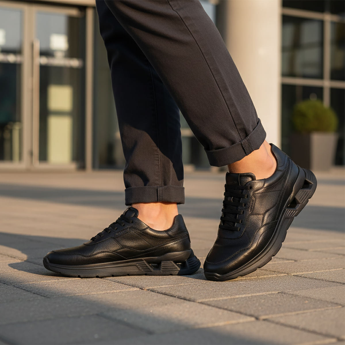 Sneaker Masculino de Couro Preto com Sola Preta Speed | Ferracini - Image 2