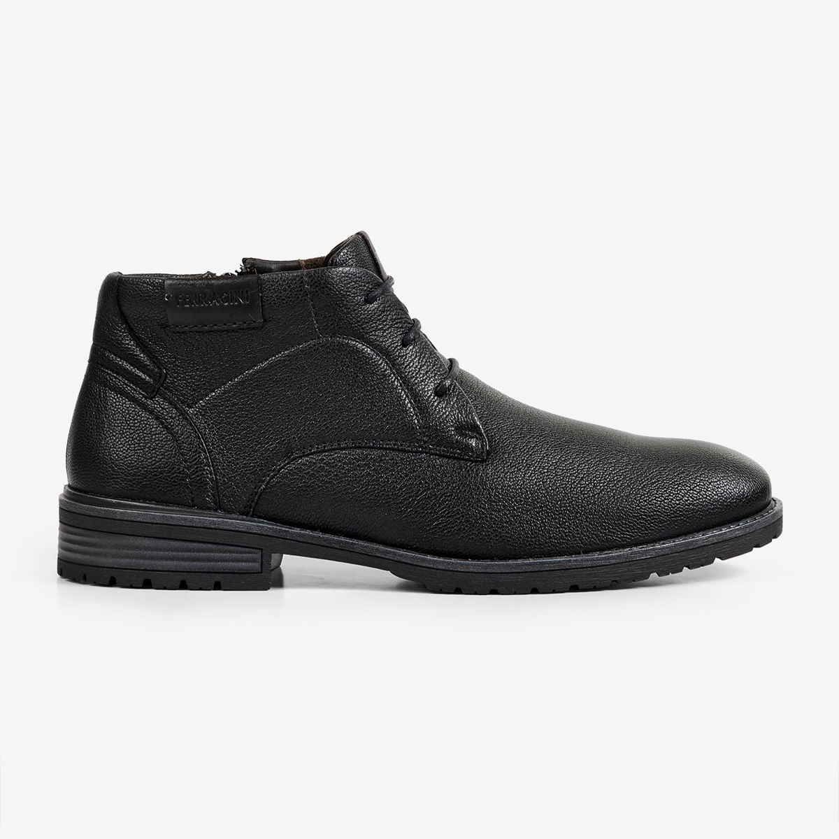Bota Masculina com Zíper de Couro Preta Bagdá