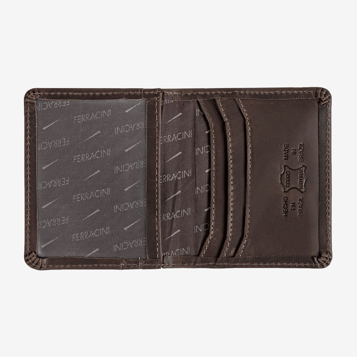 Porta Cartão em Couro Masculino Marrom | Ferracini - Image 2