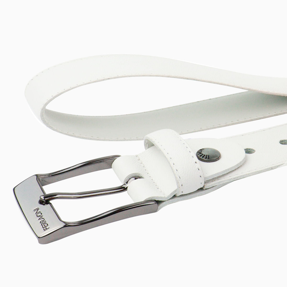 Cinto Ferracini Masculino Branco Couro - Image 3