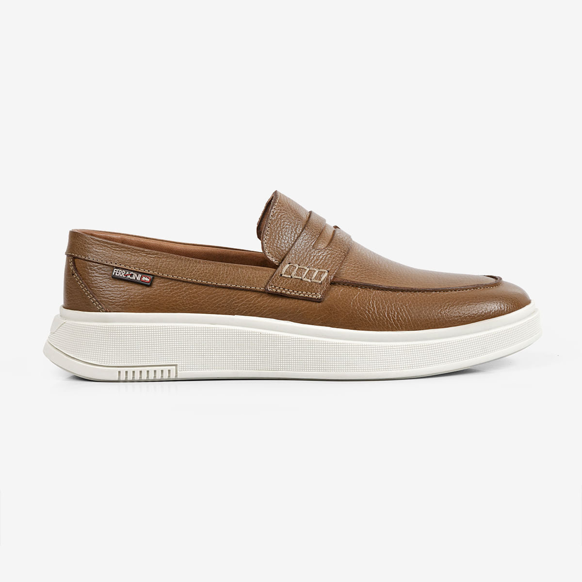 Mocassim Masculino de Couro Conhaque Logan