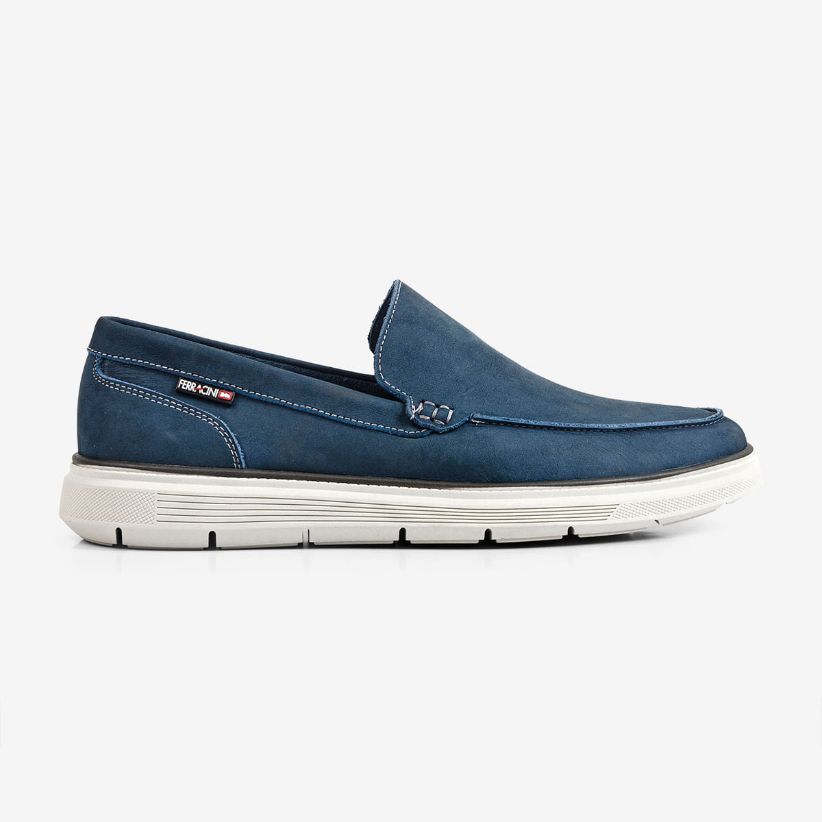 Mocassim Masculino de Couro Marinho Prisma