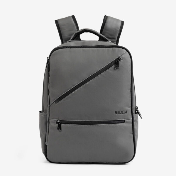 Mochila Masculina de Couro Cinza Emborrachada | Ferracini