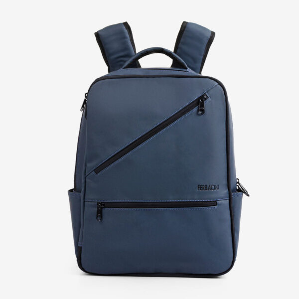 Mochila de Couro Azul Marinho Emborrachada | Ferracini