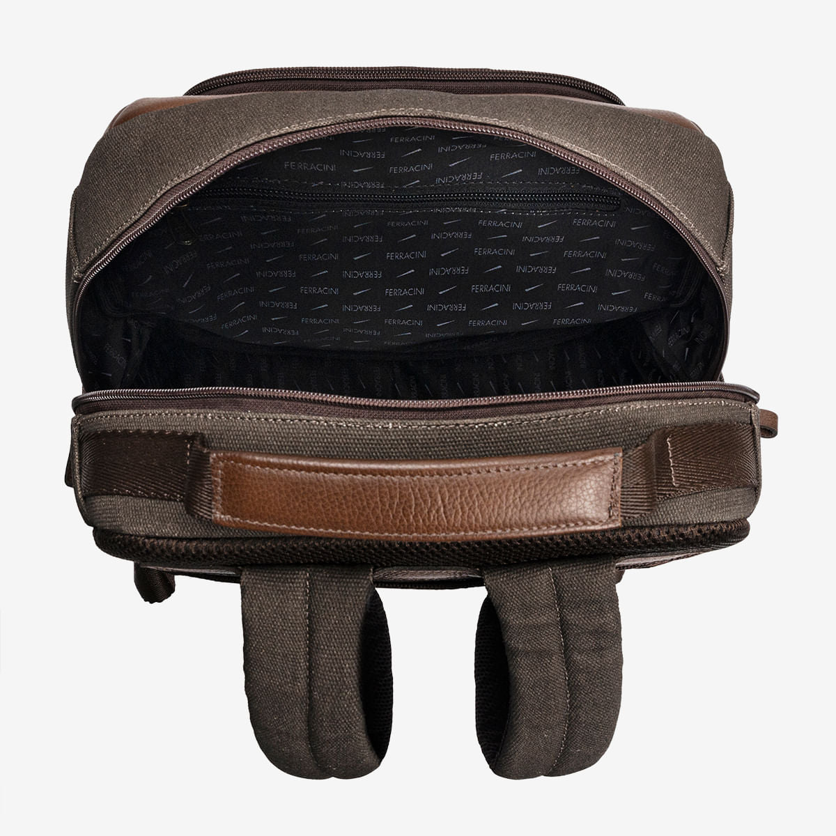 Mochila de Couro Cabernet Conhaque e Lona Café | Ferracini - Image 5