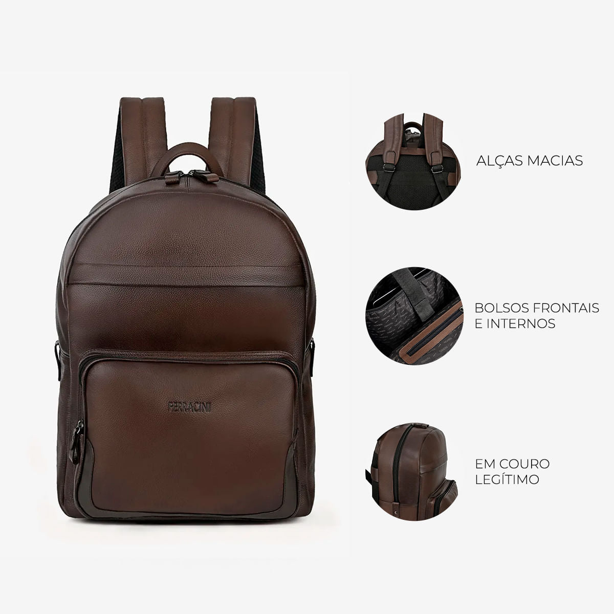 Mochila Masculina com Porta Fone Conhaque Carbenet | Ferracini - Image 2