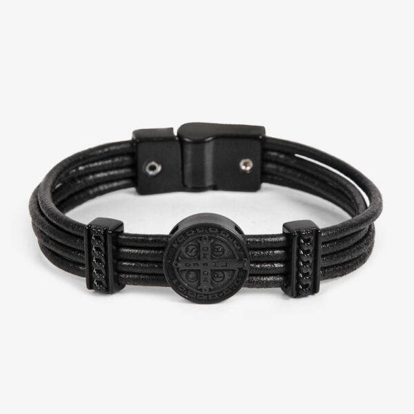 Pulseira Masculina em Couro All Black | Ferracini