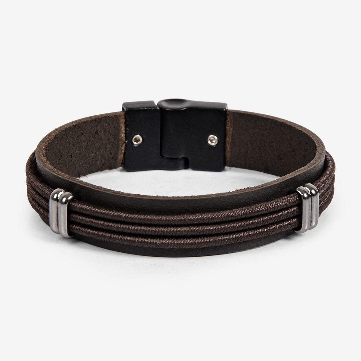 Pulseira Masculina em Couro Marrom | Ferracini