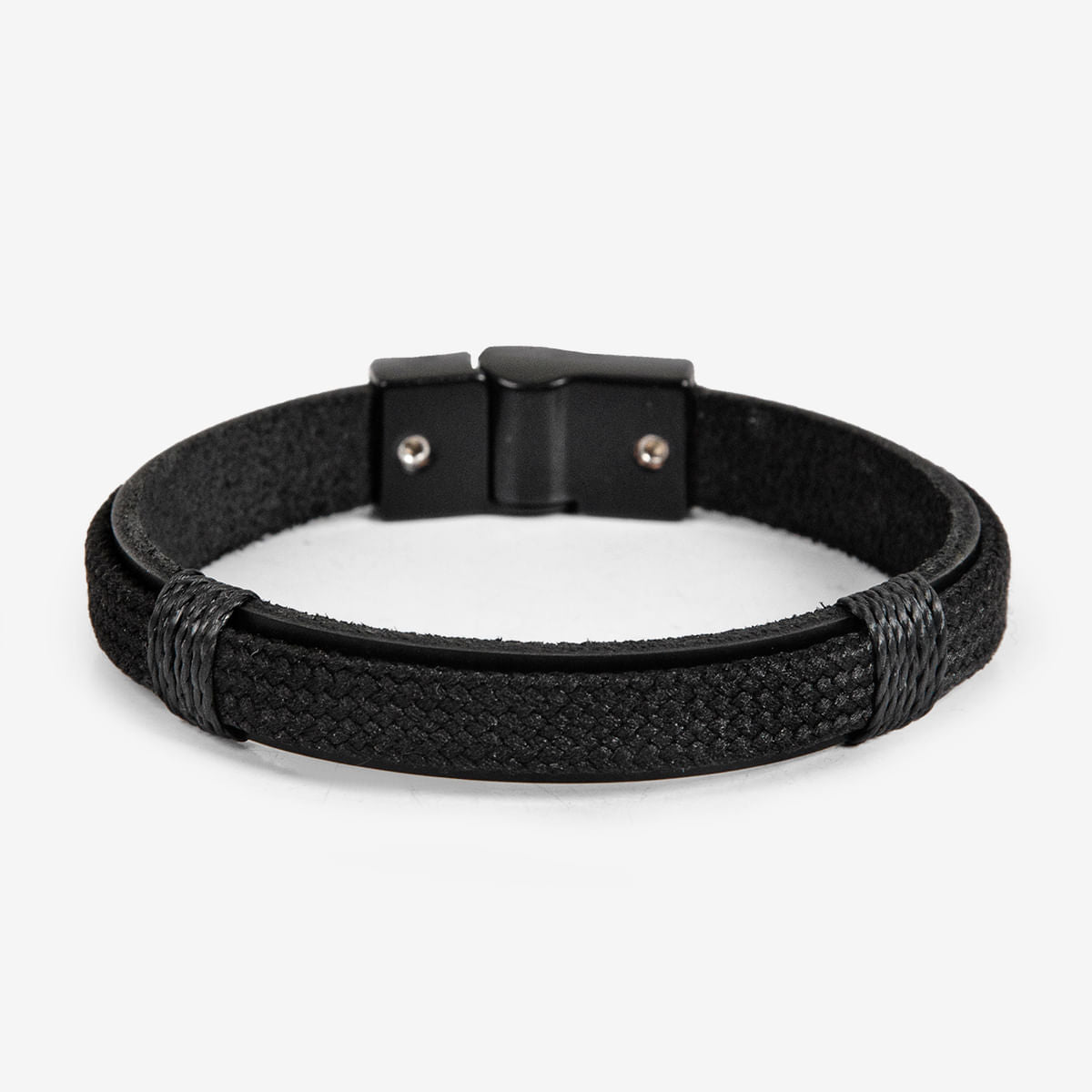 Pulseira Masculina em Couro Preta | Ferracini