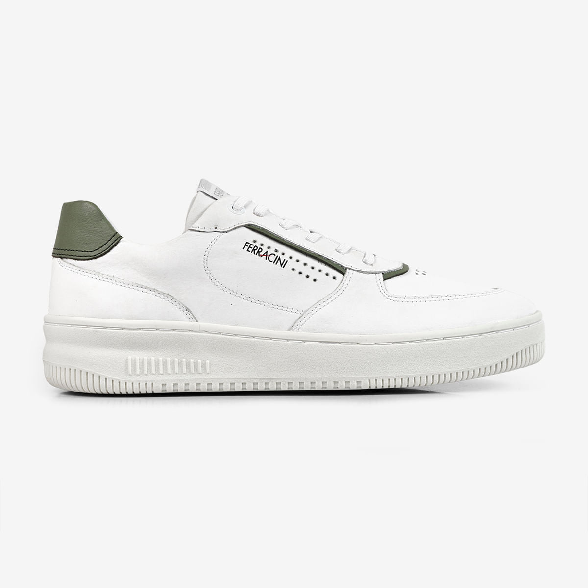 Sapatênis Masculino de Couro Branco e Verde Blur
