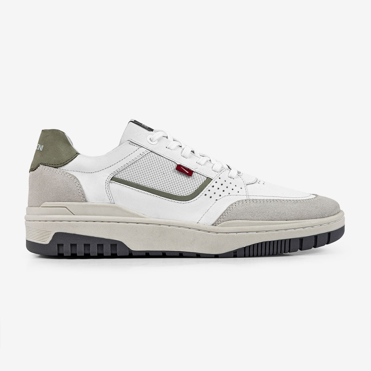 Sapatênis Masculino de Couro e Camurça Branco Max