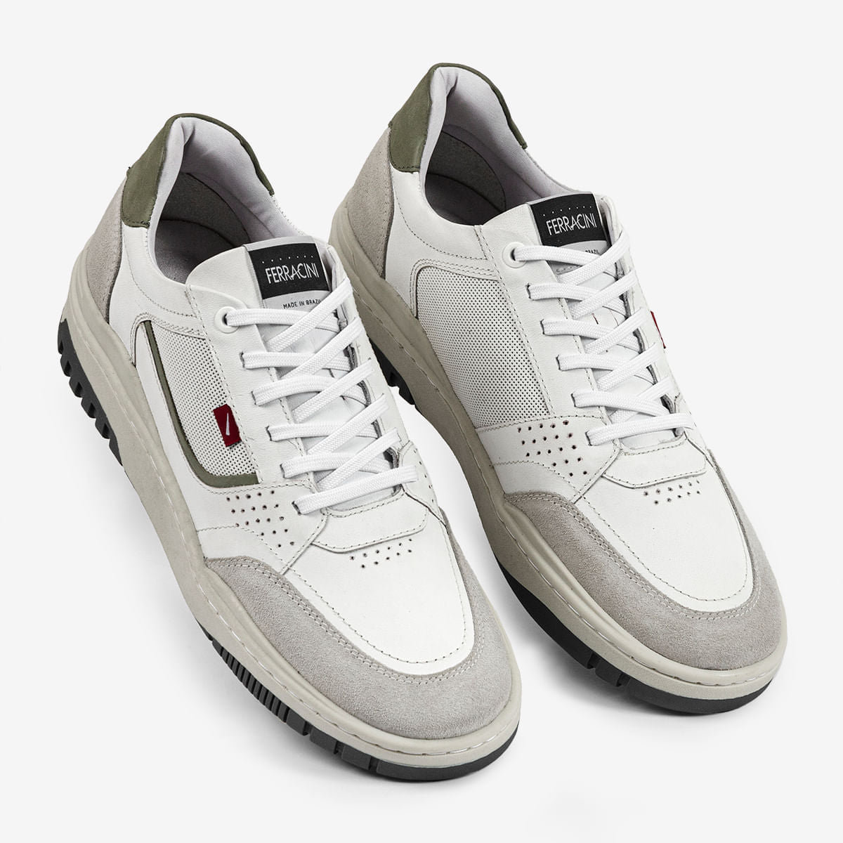 Sapatênis Masculino de Couro e Camurça Branco Max - Image 3