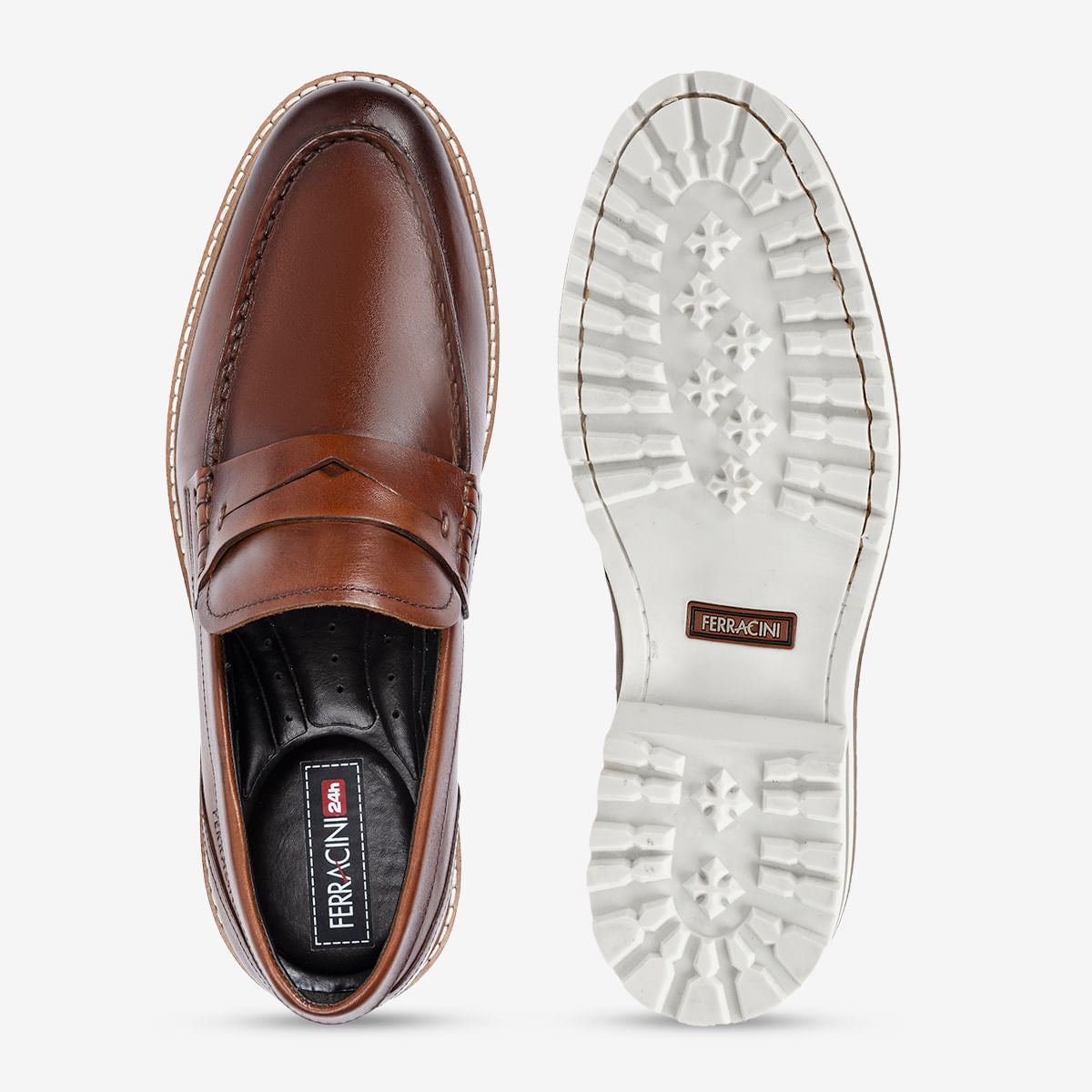 Sapato Masculino de Couro Conhaque Cincy | Ferracini - Image 3