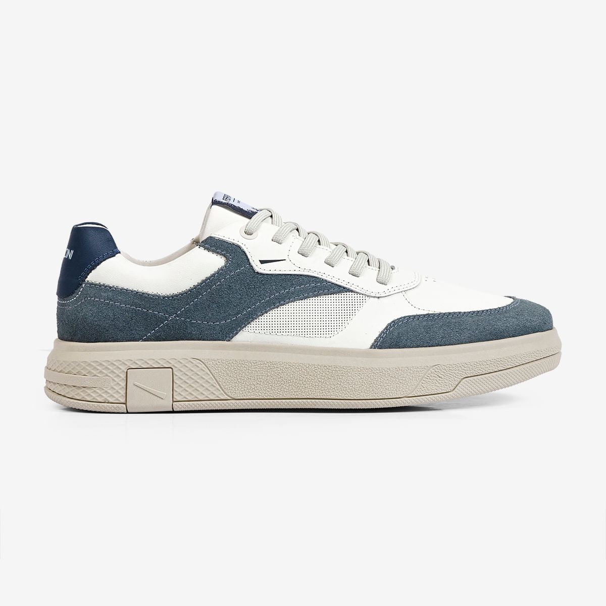 Sneaker Masculino de Couro Off e Camurça Chumbo Dream