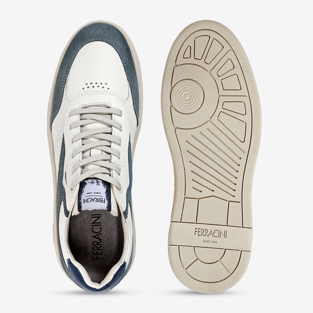 Sneaker Masculino de Couro Off e Camurça Chumbo Dream - Image 2