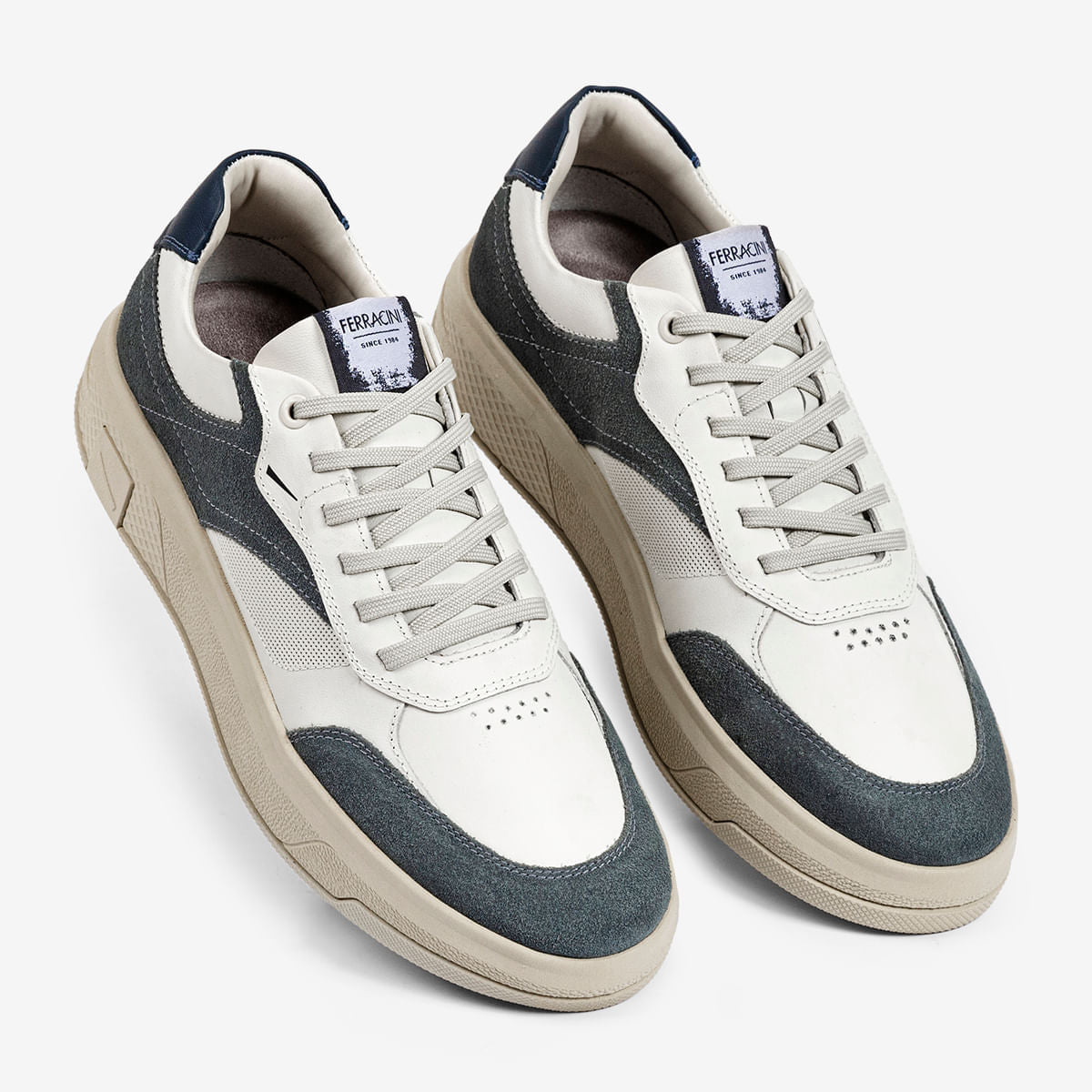 Sneaker Masculino de Couro Off e Camurça Chumbo Dream - Image 3