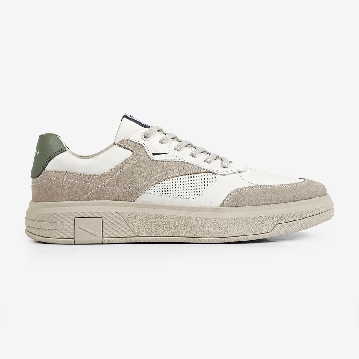 Sneaker Masculino de Couro Off e Camurça Areia Dream