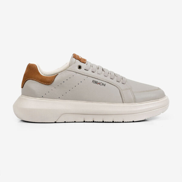 Sneaker Masculino de Couro Cinza Claro Energy | Ferracini
