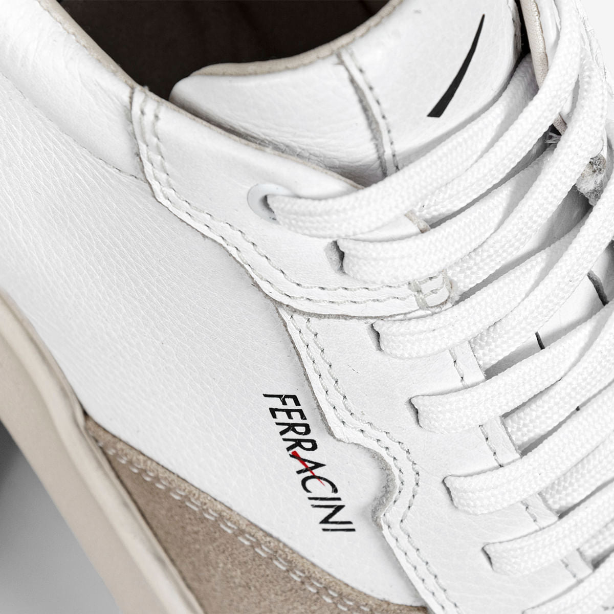 Sneaker de Couro Branco e Camurça Areia Energy | Ferracini - Image 6