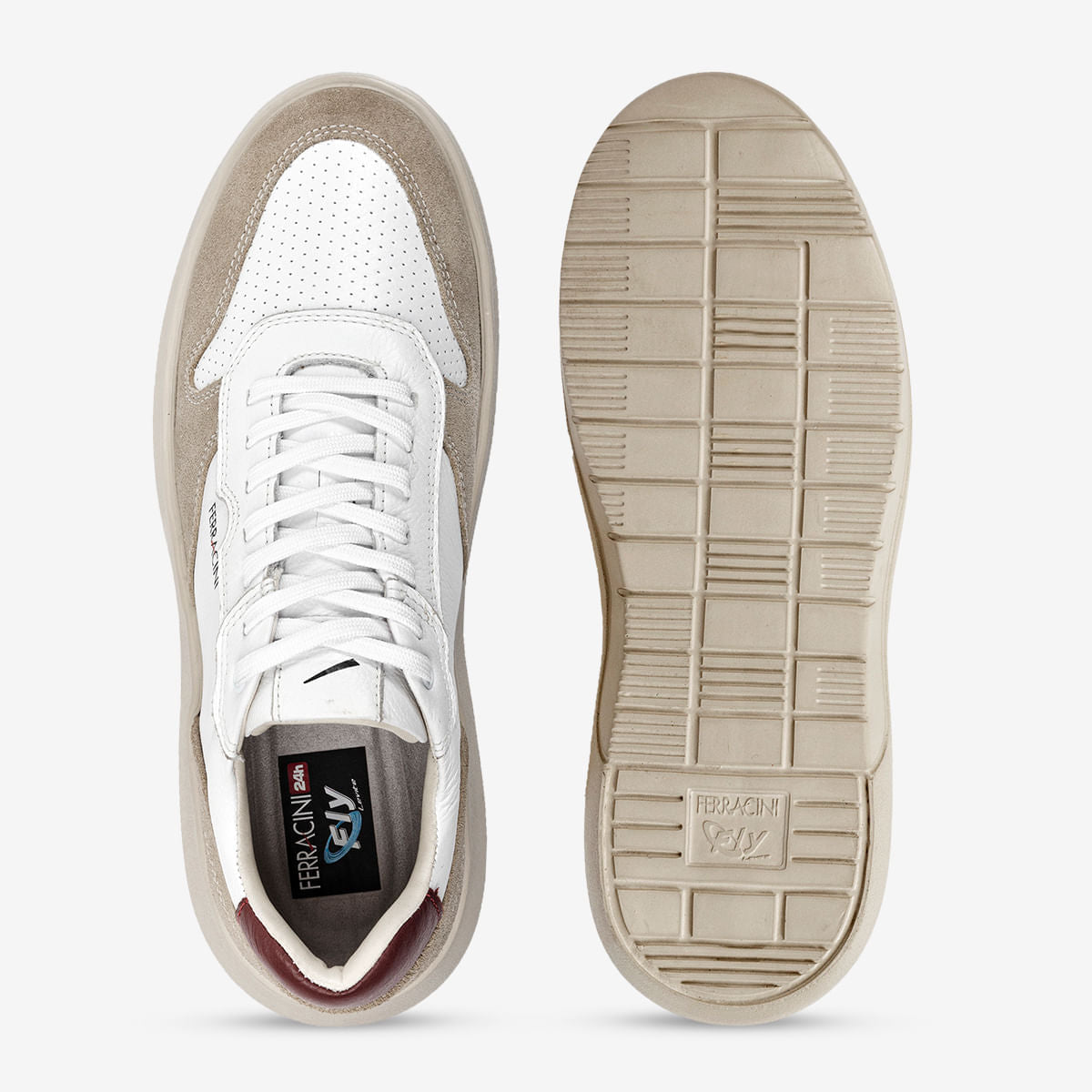 Sneaker de Couro Branco e Camurça Areia Energy | Ferracini - Image 4