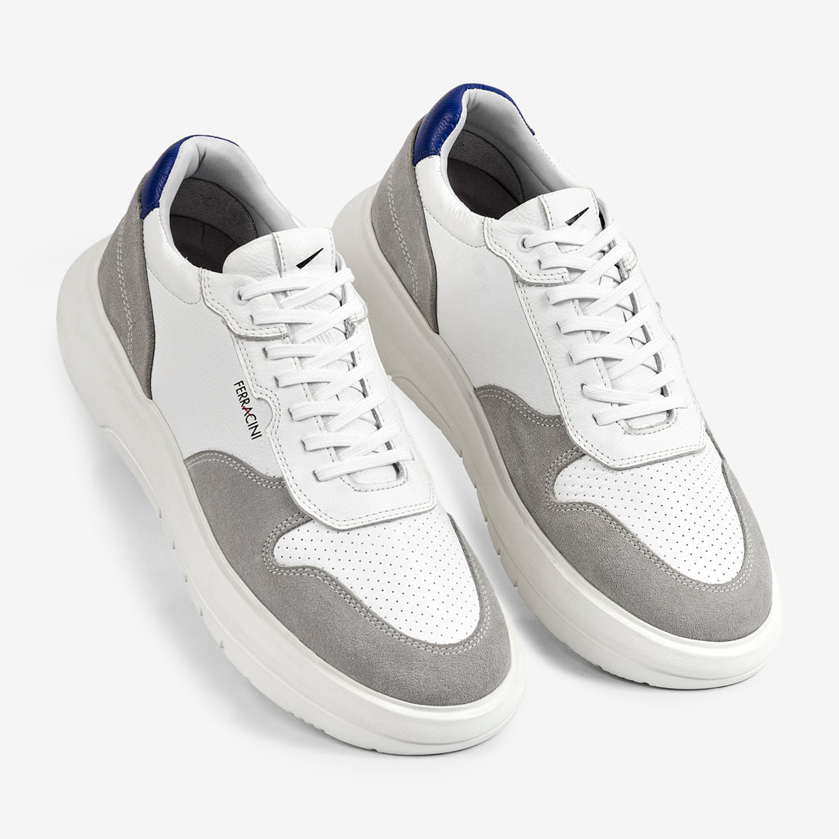 Sneaker de Couro Branco e Camurça Cinca Energy | Ferracini - Image 3