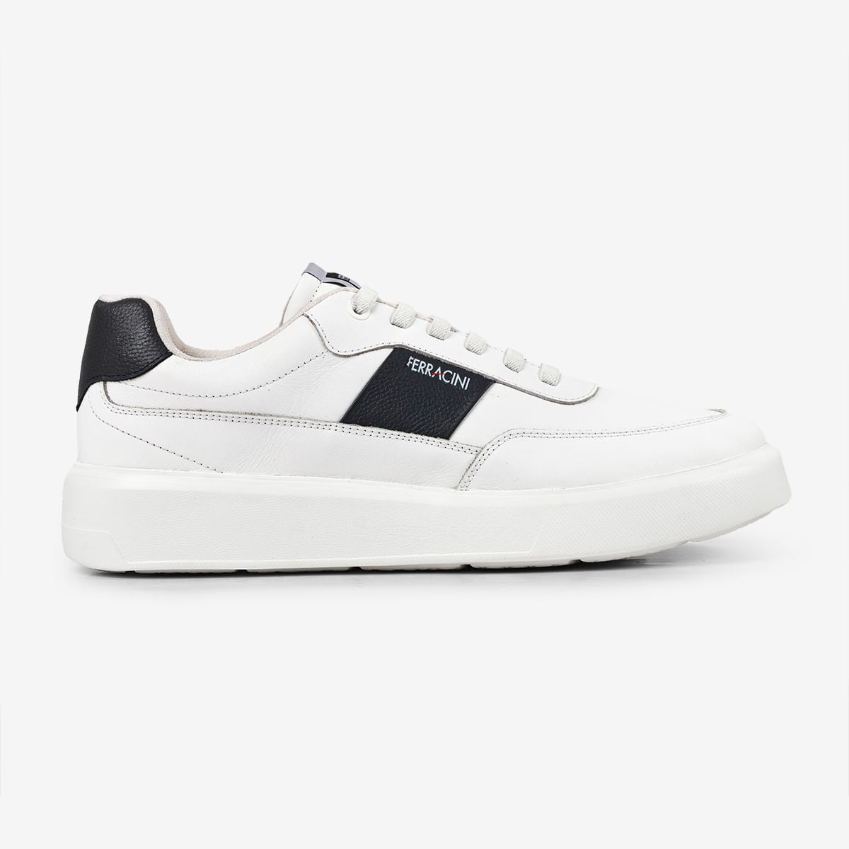 Sneaker Masculino em Couro Branco Flip | Ferracini