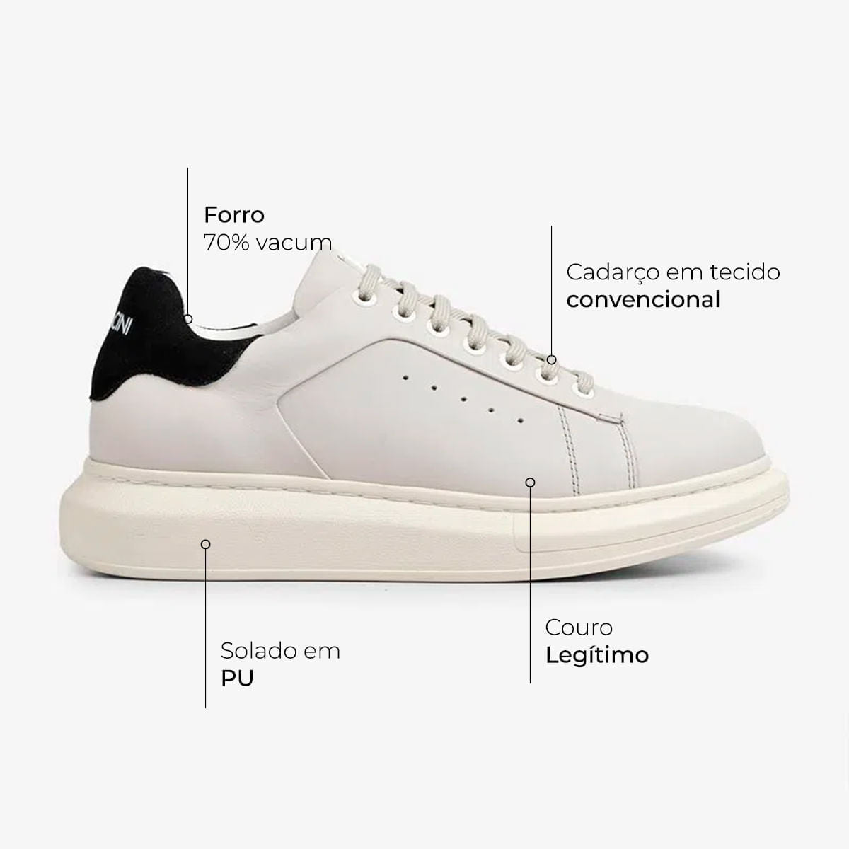 Tênis Masculino Sneaker Branco Neve Impulse | Ferracini - Image 6