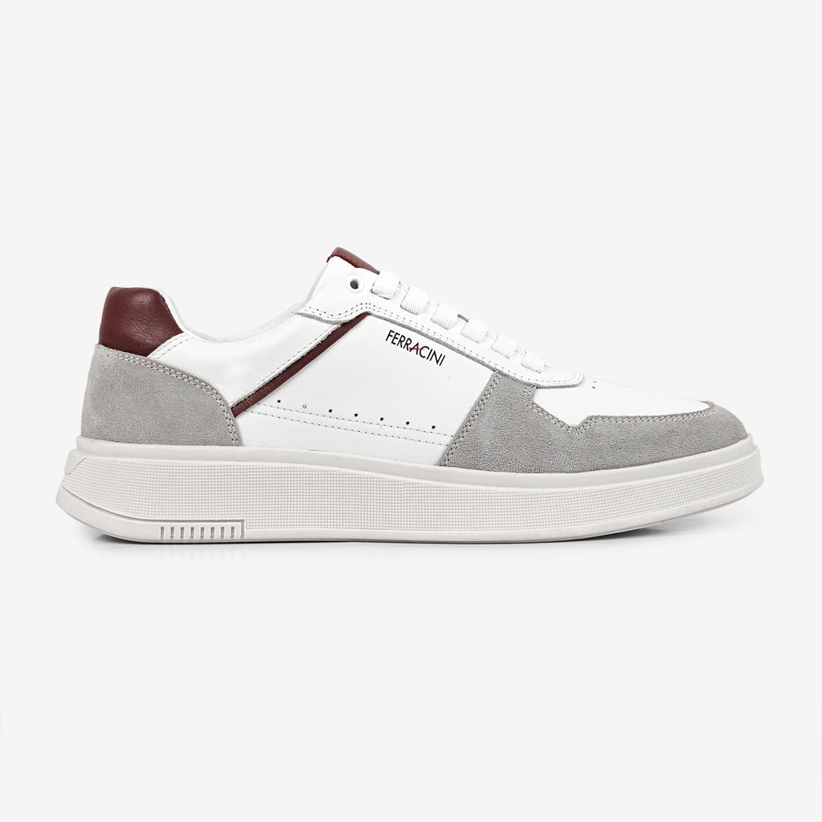 Sneaker de Couro e Camurça Branco Logan | Ferracini