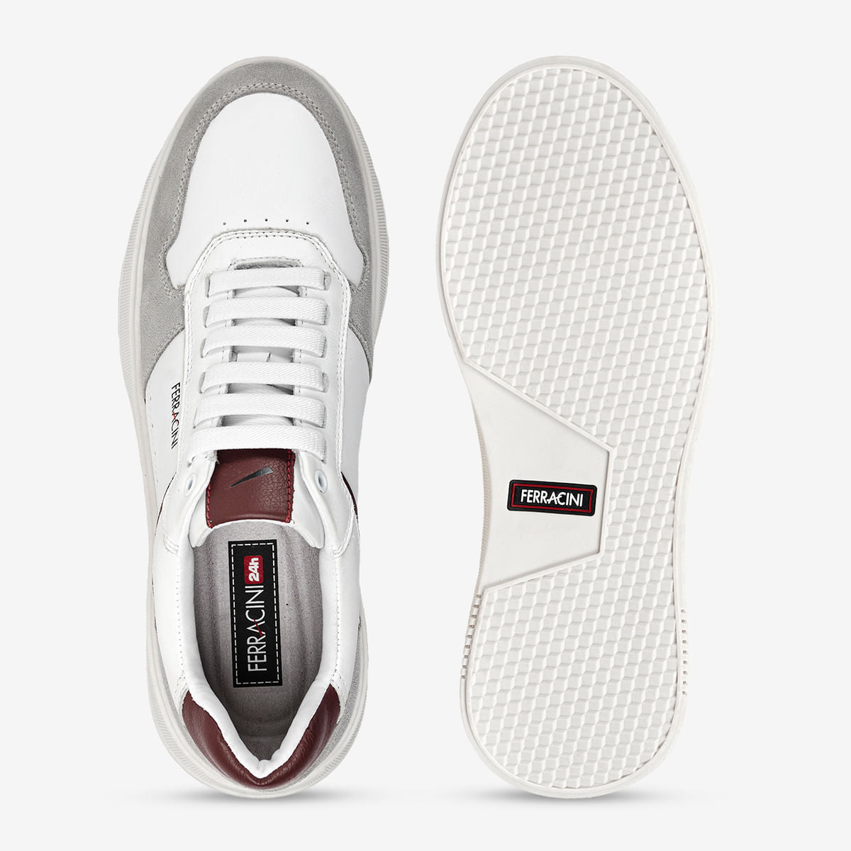 Sneaker de Couro e Camurça Branco Logan | Ferracini - Image 3