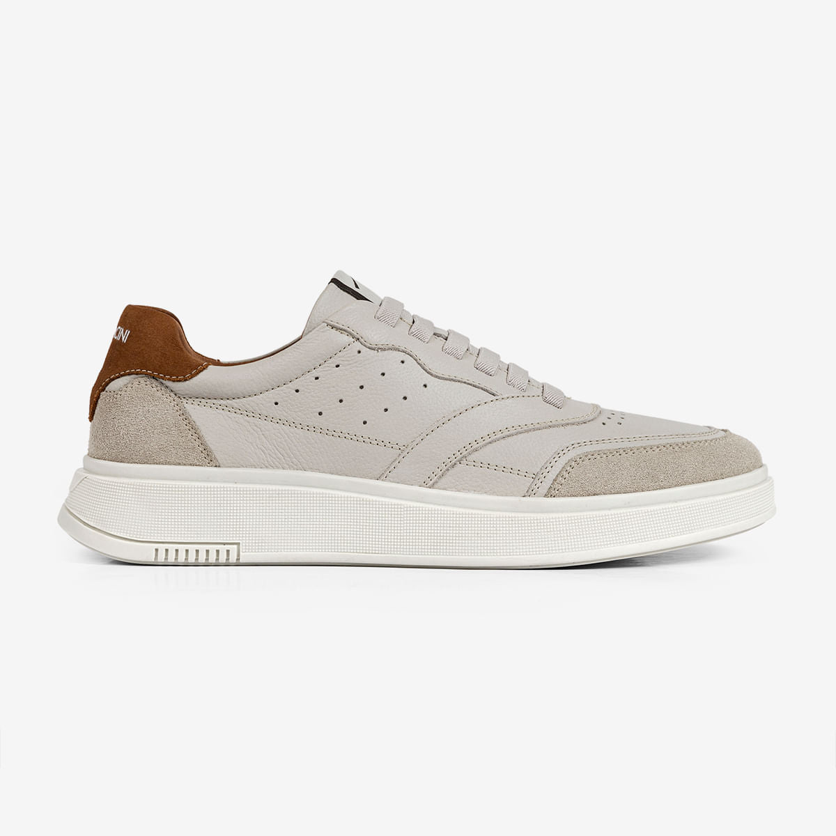 Sneaker Masculino de Couro e Camurça Cinza Logan | Ferracini