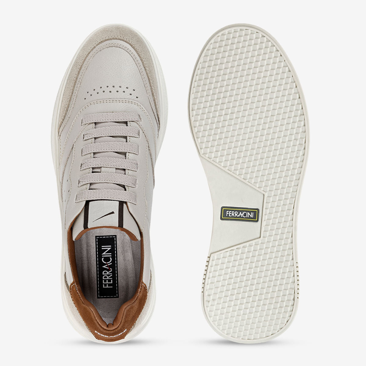 Sneaker Masculino de Couro e Camurça Cinza Logan | Ferracini - Image 3