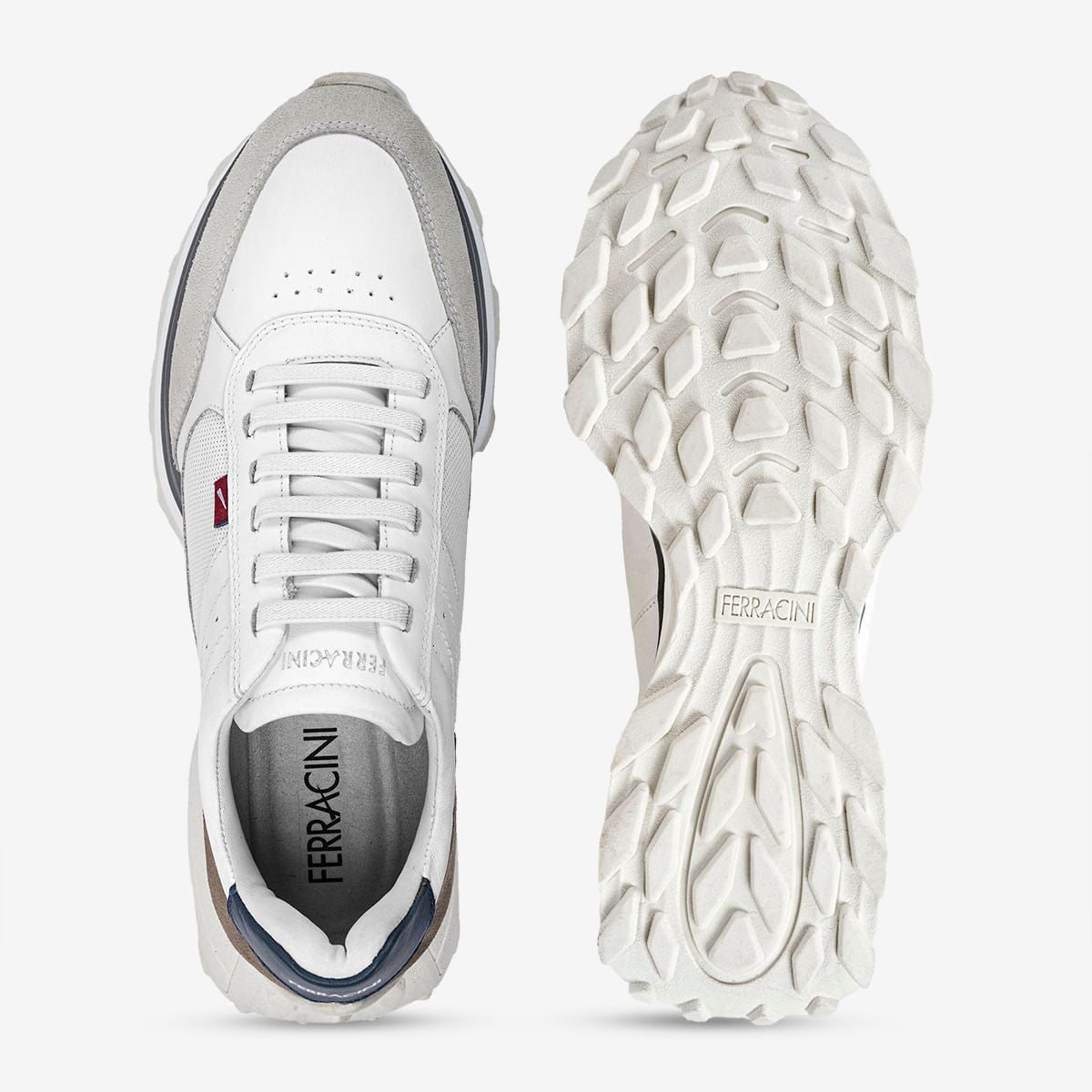 Sneaker Masculino em Couro e Camurça Branco Mid - Image 2