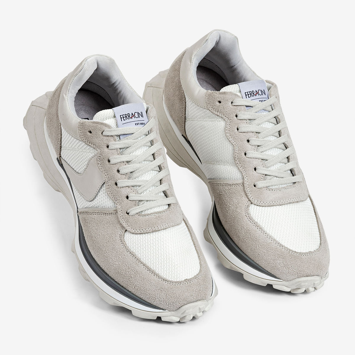 Sneaker Masculino em Camurça Branco Mid | Ferracini - Image 3