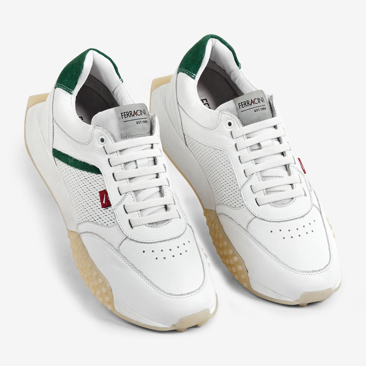 Tênis Sneaker Masculino de Couro Branco Racer | Ferracini - Image 2