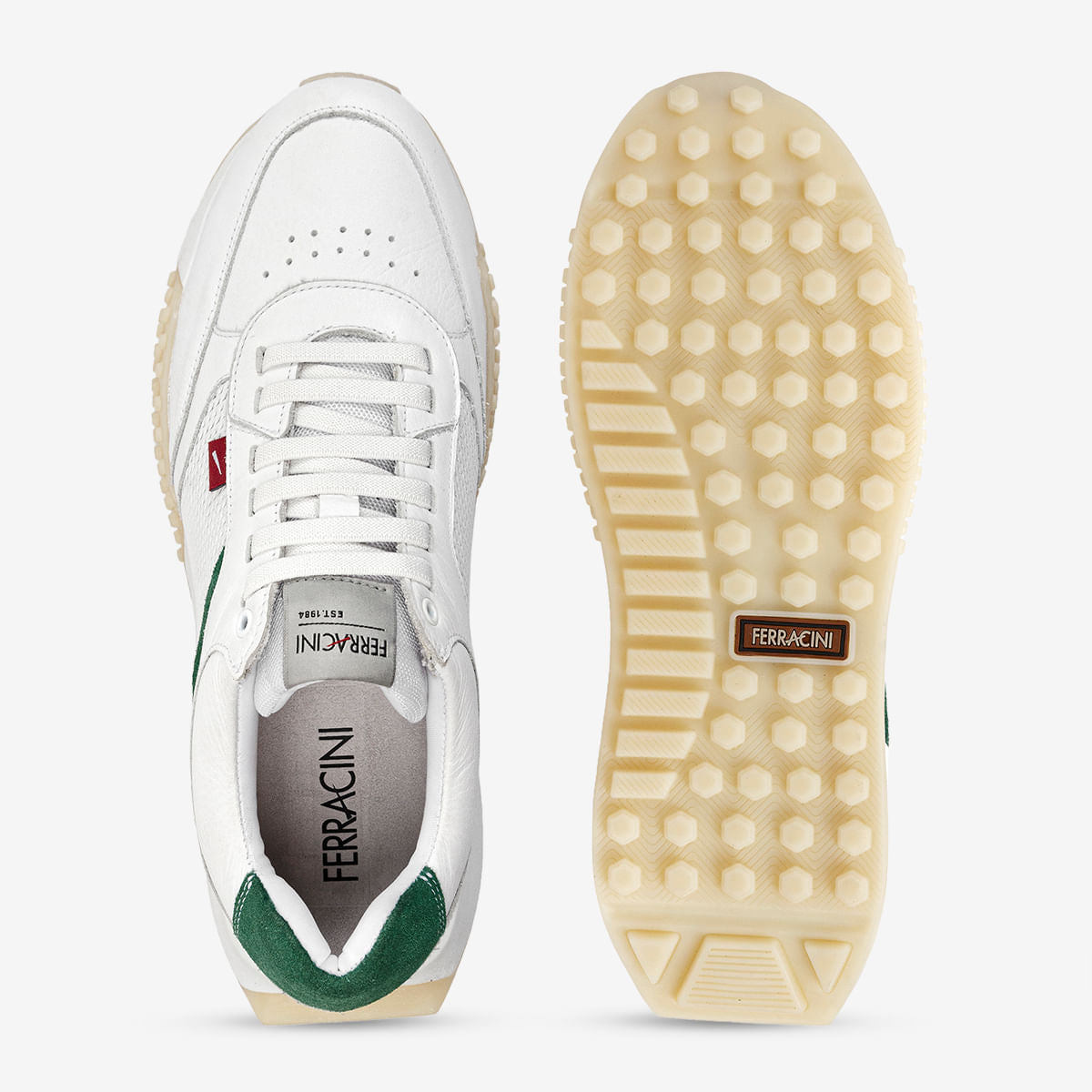 Tênis Sneaker Masculino de Couro Branco Racer | Ferracini - Image 3