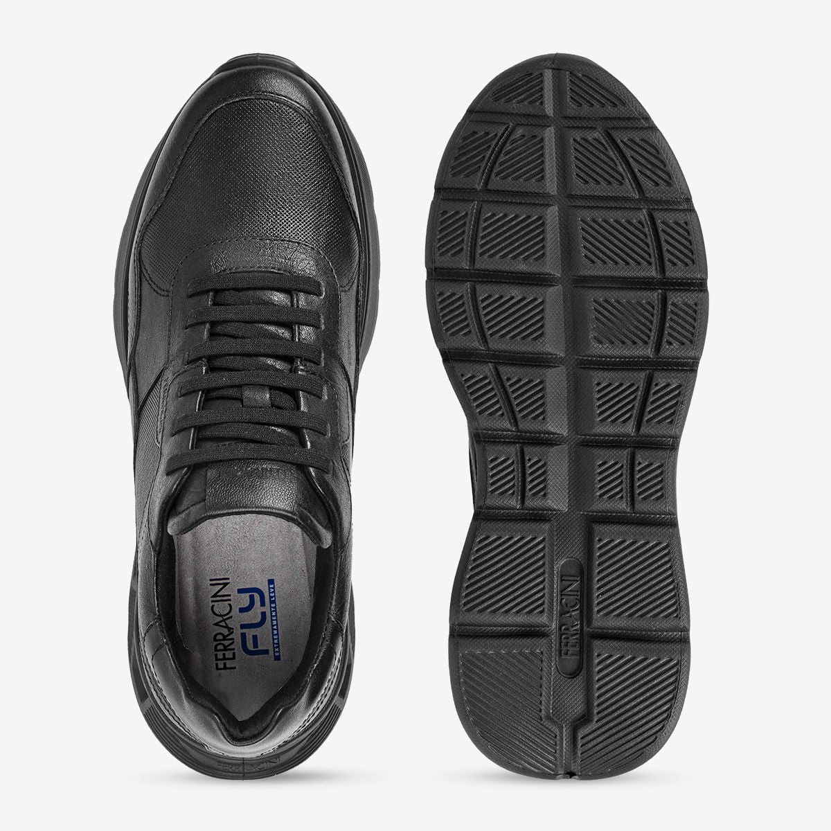 Sneaker Masculino de Couro Preto com Sola Preta Speed | Ferracini - Image 4