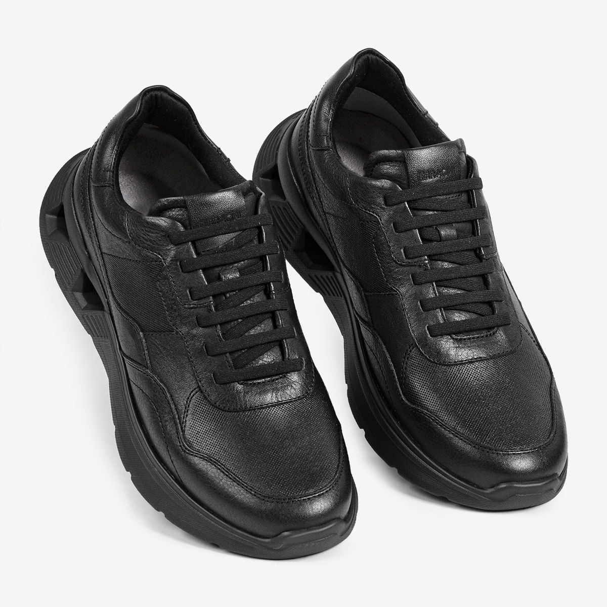 Sneaker Masculino de Couro Preto com Sola Preta Speed | Ferracini - Image 3