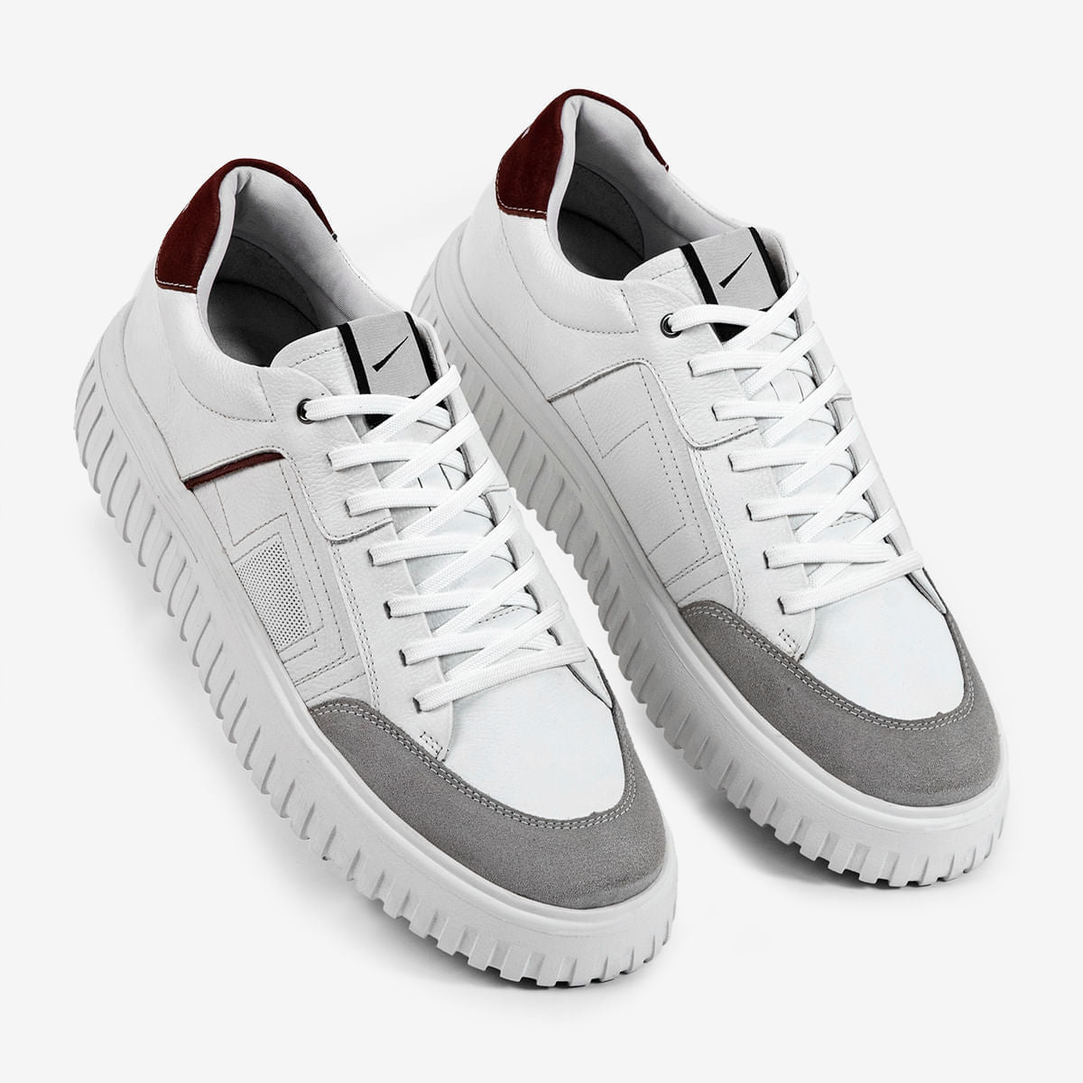 Sneaker Masculino de Couro Branco com Bordô Still - Image 3