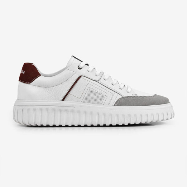 Sneaker Masculino de Couro Branco com Bordô Still