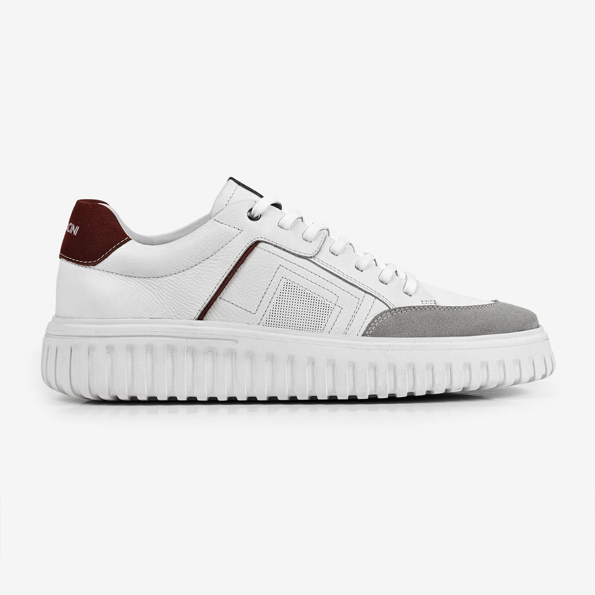 Sneaker Masculino de Couro Branco com Bordô Still