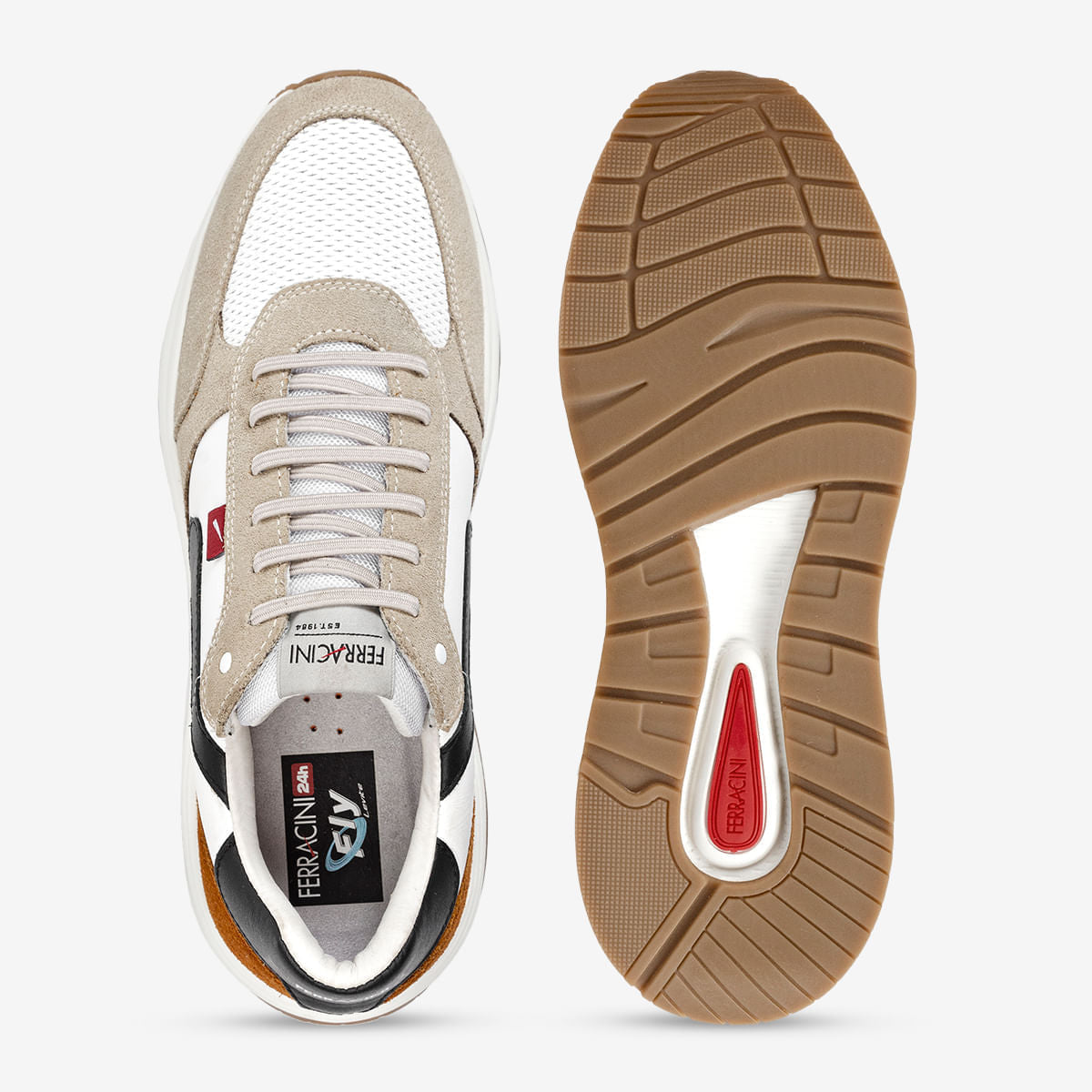 Sneaker Masculino de Couro e Camurça Branco Vyper | Ferracini - Image 3