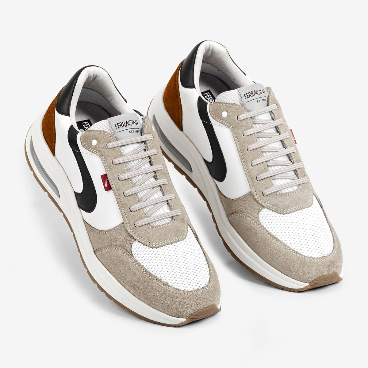 Sneaker Masculino de Couro e Camurça Branco Vyper | Ferracini - Image 2