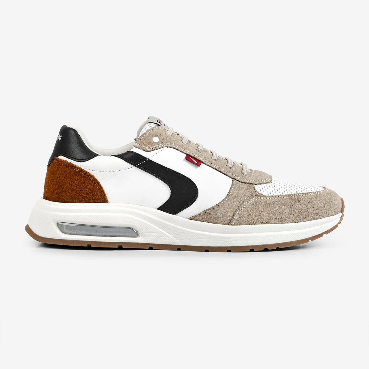 Sneaker Masculino de Couro e Camurça Branco Vyper | Ferracini
