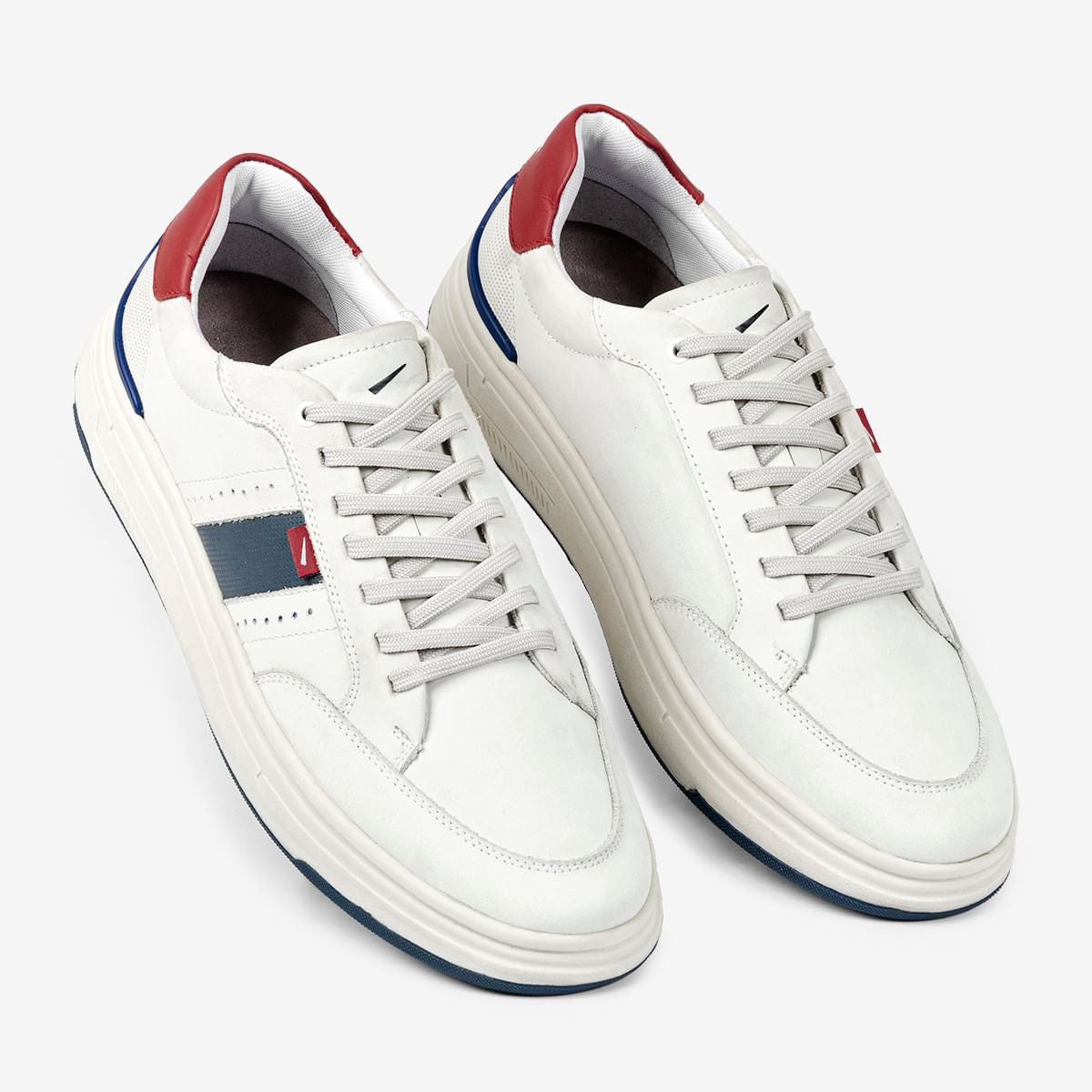 Tênis Masculino de Couro Branco Alvejado Locker - Image 2