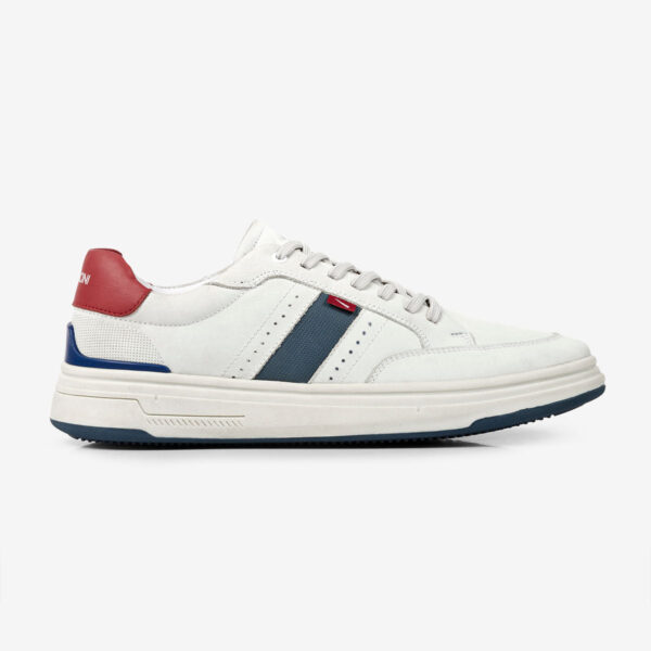 Tênis Masculino de Couro Branco Alvejado Locker