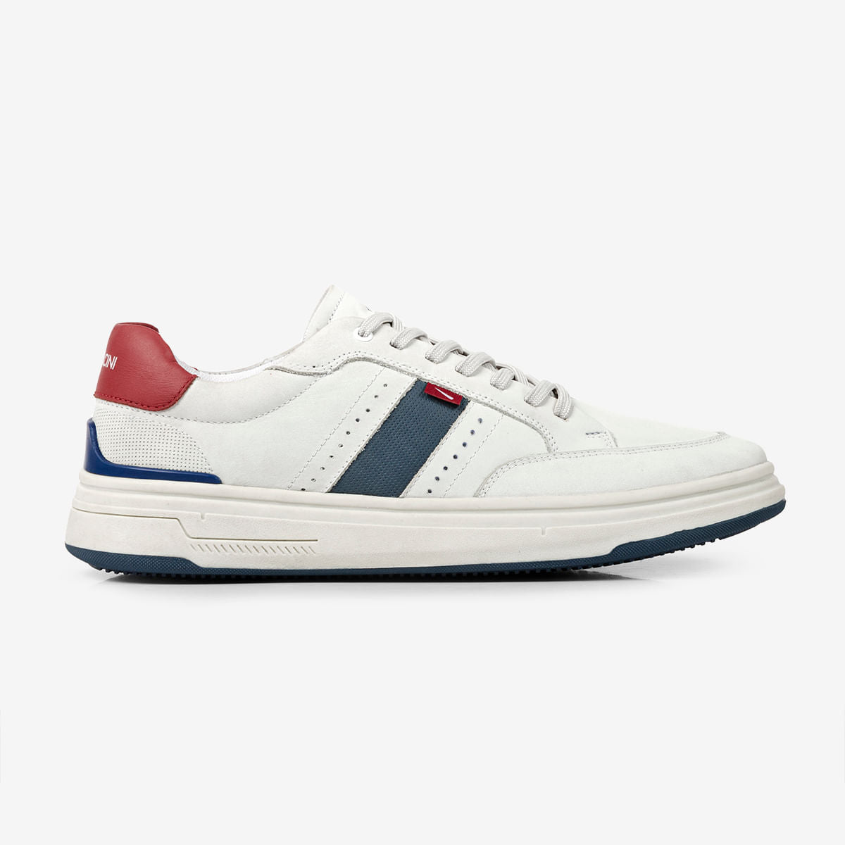 Tênis Masculino de Couro Branco Alvejado Locker